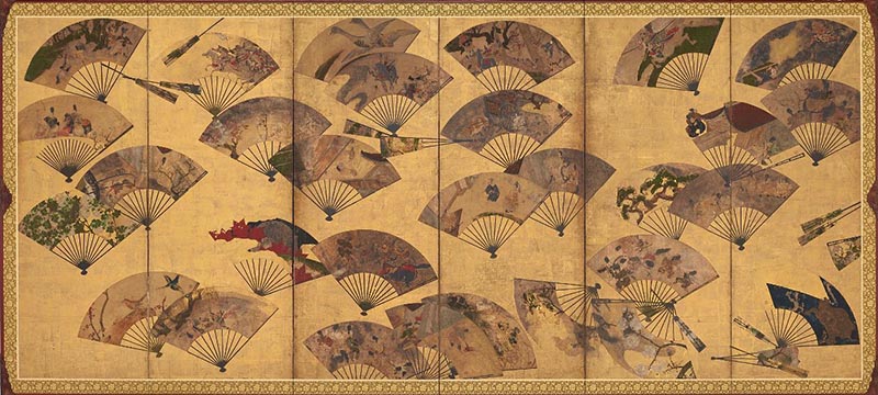 Tawaraya Sotatsu, "Screen with Scattered Fans", Freer Gallery of Art