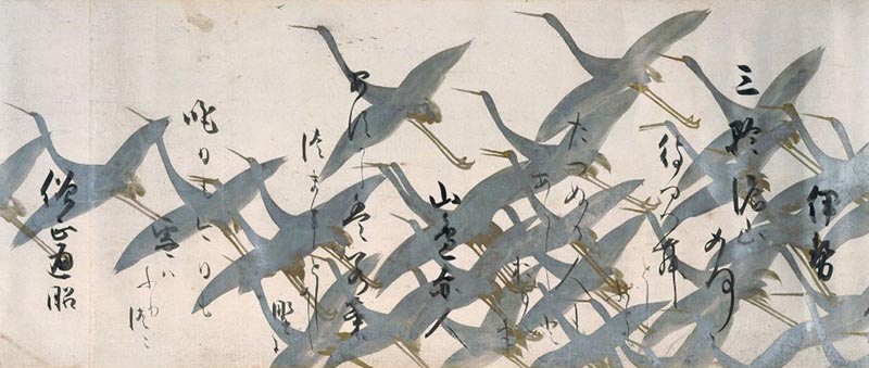 Koetsu and Sotatsu, "Anthology with Cranes", Kyoto National Museum