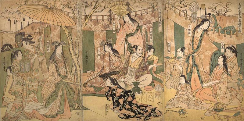 喜多川歌麿「太閤五妻洛東遊観之図」
