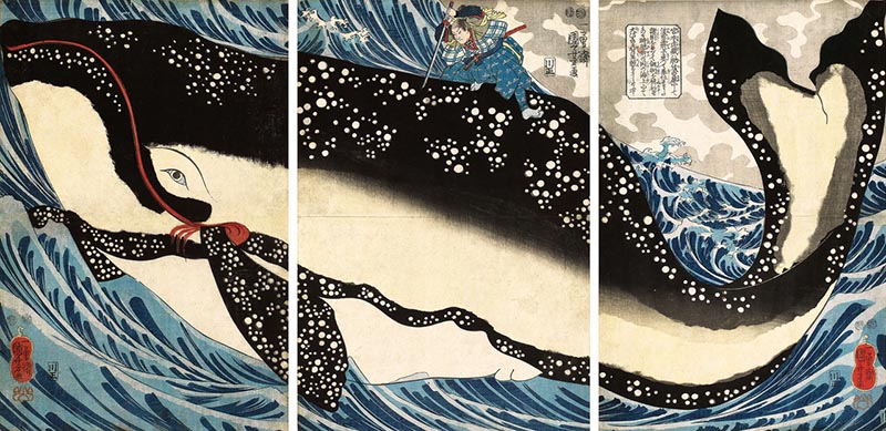 Utagawa Kuniyoshi "Miyamoto Musashi Attacking the Giant Whale"