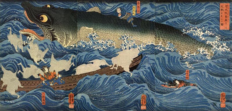Utagawa Kuniyoshi "Tametomo Rescued by Tengu sent by Sanuki-in"