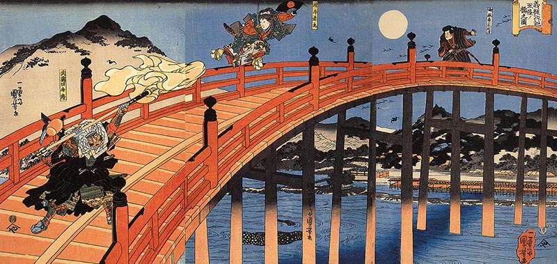 Utagawa Kuniyoshi"Ushiwaka-maru and Benkei on Gojo Bridge"