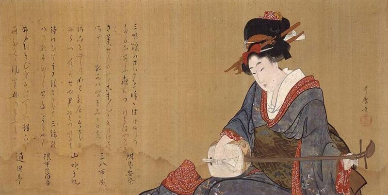 喜多川歌麿「三味線を弾く美人図」ボストン美術館蔵
